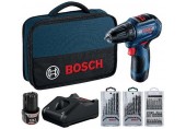 BOSCH GSR 12V-30 PROFESSIONAL Akku-Bohrschrauber mit Zubehör, 12V 2x2,0Ah 06019G9001