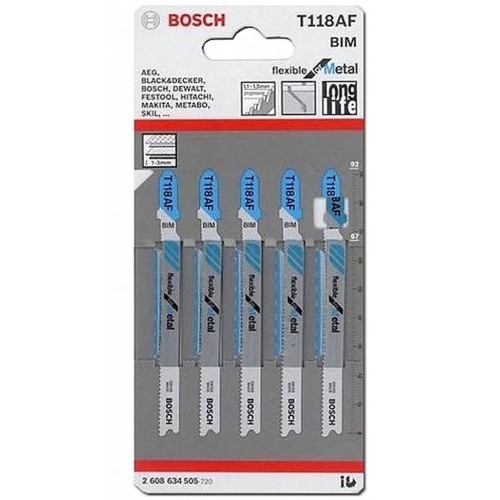 BOSCH Accessories Stichsägeblatt T 118 AF, Flexible for Metal, 5er-Pack 2608634505