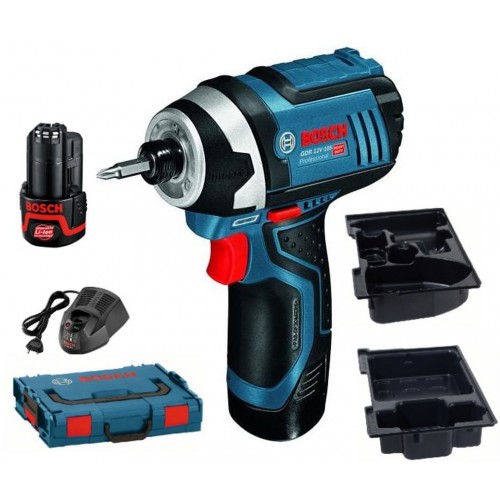 BOSCH Akku-Drehschlagschrauber GDR 12V-105, mit 2 x 2,0 Ah Li-Ion Akku, L-BOXX, 06019A6977