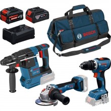 BOSCH PROFESSIONAL Werkzeug-Set GSR + GBH + GWS + 1× GBA 5,0Ah + 1× EXBA + GAL 0615A500AJ