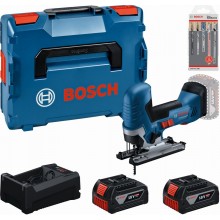 BOSCH Werkzeug-Set PROFESSIONAL GST 18V-125 S + 2×5.0Ah + Stichsägeblatt-Set 0615A500E5