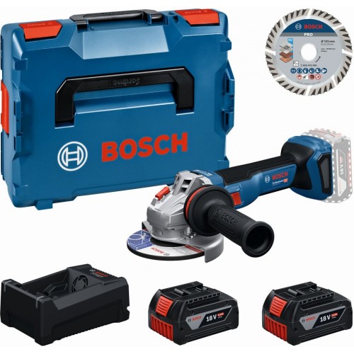 BOSCH GWS 18V-11 S PROFESSIONAL Werkzeugset, 2× GBA 5.0Ah + Scheibe + L-BOXX 0615A500E6