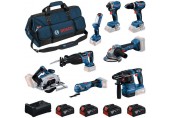 BOSCH Werkzeug-Set PROFESSIONAL 18V GSB+GDR+GBH+GWS+GKS+GSA+GOP+GLI+4× 5,0 Ah 0615V00061