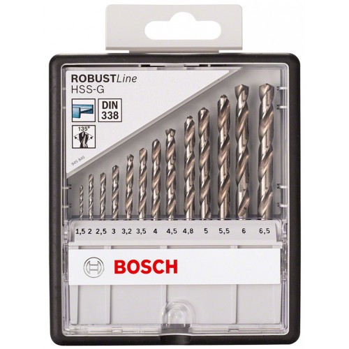 BOSCH 10-teiliges Metallbohrer-Set, Robust Line, HSS-G, 135°, 1,5–6,5 mm 2607010538