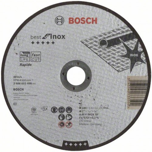 BOSCH Best for Inox - Rapido Trennscheiben 180 x 22,23mm 2608603498 BOSCH Best for Inox - Rapido Trennscheiben 180 x 22,23mm 2608603498