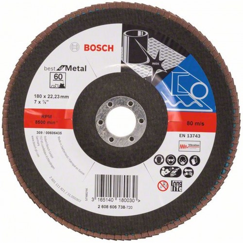 BOSCH Best for Metal Fächerschleifscheiben X571 180 x 22,23mm 2608606738 BOSCH Best for Metal Fächerschleifscheiben X571 180 x 22,23mm 2608606738