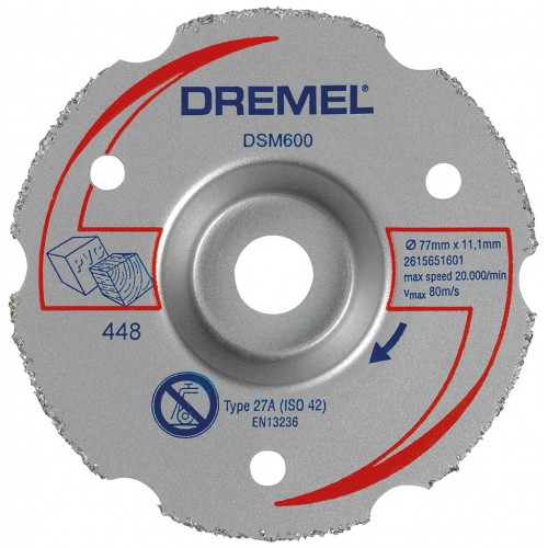 Dremel DSM20 Mehrzweck-Karbidtrennscheibe zum Bündigschneiden 77 mm 2615S600JB