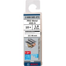 BOSCH PRO Metal HSS-G Spiralbohrer, 1,8 x 22 x 46 mm, 10-tlg. 2608585473