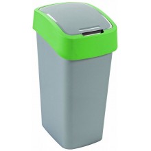 CURVER FLIP BIN 50L Abfallbehälter Klappdeckel 65,3 x 29,4 x 37,6 cm silber/grün 02172-P80