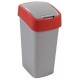 CURVER FLIP BIN 45L Abfallbehälter Klappdeckel 65,3 x 29,4 x 37,6 cm silber/rot 02172-547