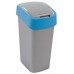 CURVER FLIP BIN 45L Abfallbehälter Klappdeckel 65,3 x 29,4 x 37,6 cm silber/blau 02172-734
