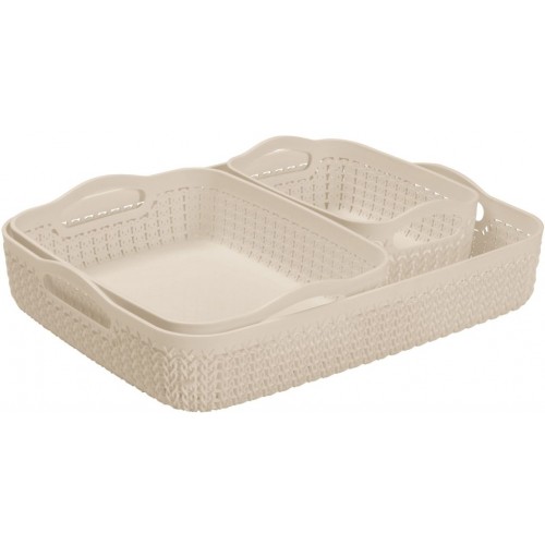 CURVER KNIT Tabletts-Set 3 Stk. 35,2 x 26,8 x 8,2 cm creme 00773-X64 CURVER KNIT Tabletts-Set 3 Stk. 35,2 x 26,8 x 8,2 cm creme 00773-X64