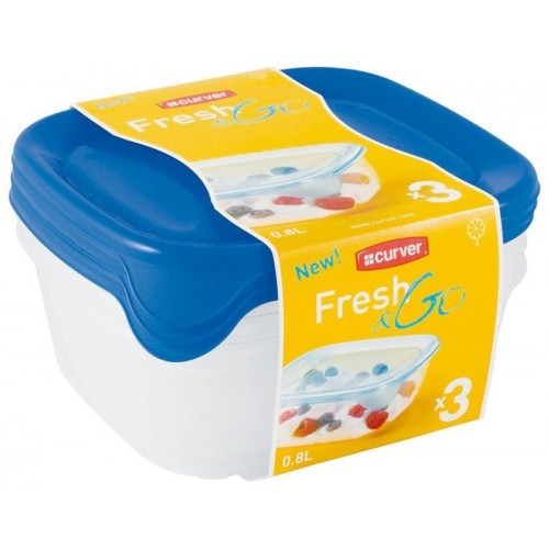 CURVER SET FRESH & GO 3x08L Frischhaltedosen transparent/blau 08559-139