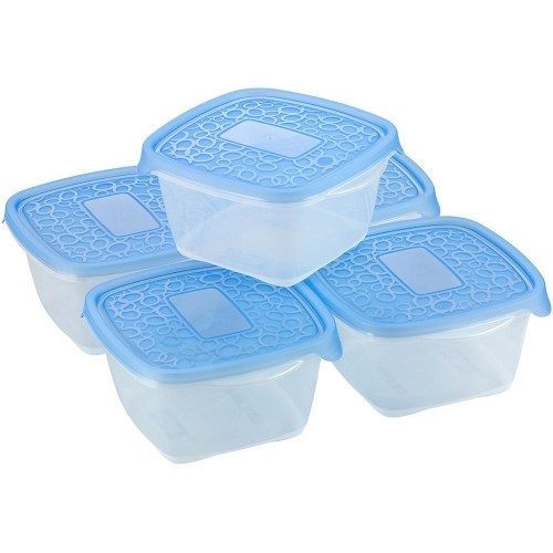 CURVER TAKE AWAY 2 Frischhaltedosen 18 x 16 x 15 cm, 1,1 l transparent/blau 00475-862