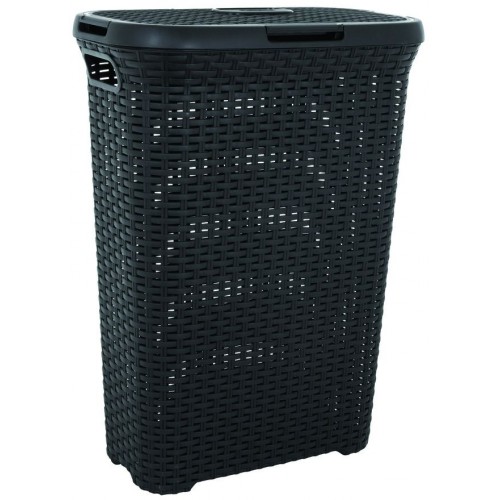 CURVER Style Wäschebox RATTAN, 61,5 x 26,5 x 44,8 cm, 40l – anthrazit, 00709