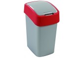 CURVER FLIP BIN 25L Abfallbehälter Klappdeckel 47 x 26 x 34 cm silber/rot 02171-547