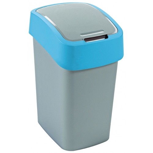 CURVER FLIP BIN 25L Abfallbehälter Klappdeckel 47 x 26 x 34 cm silber/blau 02171-734