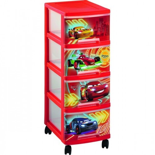 CURVER Schubladenkomode Disney CARS, 67,5 x 35,1 x 26,4 cm, rot 00066-C35