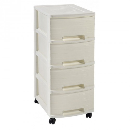 CURVER RIBBON Schubladenturm Kommode 4 x 10L, 26,4 x 67,5 x 35,1 cm, creme 00748-748