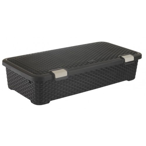 CURVER Style Unterbettbox Rollbox Rattan, 80 x 40 x 19 cm, 42L, dunkelbraun, 01704-210