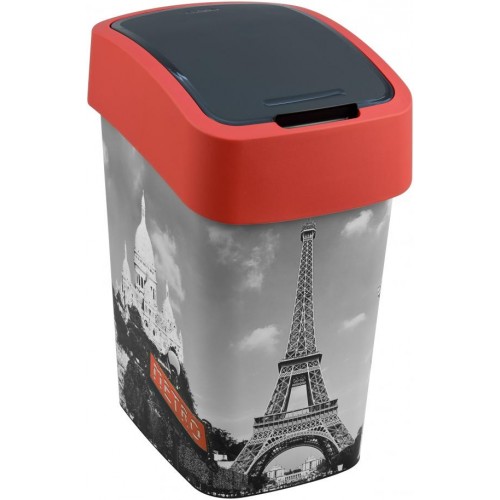 CURVER FLIP BIN PARIS 25L Abfallbehälter Klappdeckel 47 x 26 x 34 cm rot/grau 02171-P67