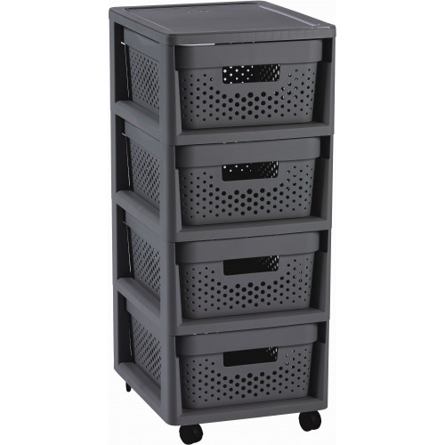 CURVER INFINITY 4x11L Regal mit 4 Schubladen 36 x 29,5 x 65 cm, DOTS, Dunkelgrau 04356-G43 CURVER INFINITY 4x11L Regal mit 4 Schubladen 36 x 29,5 x 65 cm, DOTS, Dunkelgrau 04356-G43
