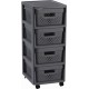 CURVER INFINITY 4x11L Regal mit 4 Schubladen 36 x 29,5 x 65 cm, DOTS, Dunkelgrau 04356-G43