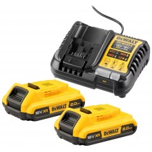 DeWALT XR 18 V Set: 2×2,0 Ah Akkus + Schnellladegerät DCB1104D2-QW