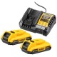 DeWALT XR 18 V Set: 2×2,0 Ah Akkus + Schnellladegerät DCB1104D2-QW