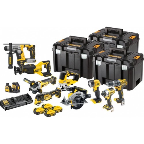 DeWALT DCK1012P4T-QW Akku-Werkzeug-Set 10Stk. (18V/4x5Ah + 3x Tsak)