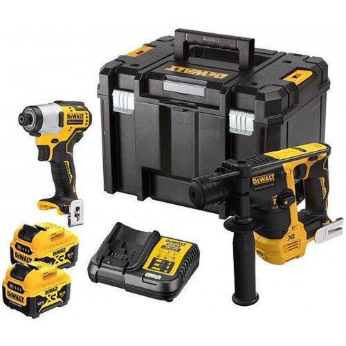 DeWALT DCK2104P2T-QW Akku Zestaw Combo DCH072L2+DCF801 (12V/2x5,0Ah) koffer Tstak