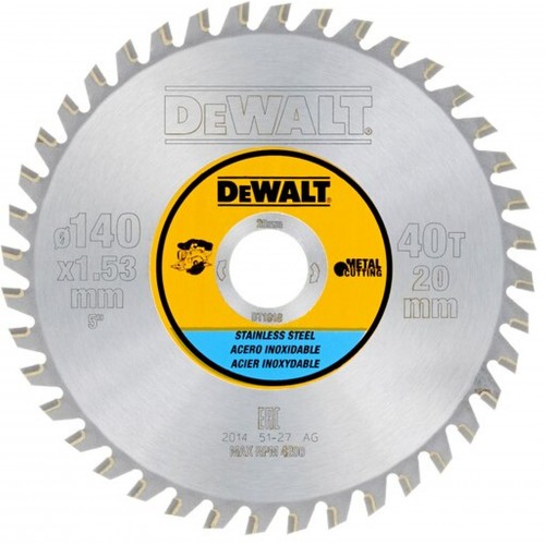 DeWALT DT1918-QZ Metal Circular Saw Blade 140/20 40TFZ, MTCG R 10°