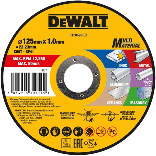 DeWALT DT20595-QZ Multi-Material-Trennscheibe 125 × 22,2 × 1,0 mm DeWALT DT20595-QZ Multi-Material-Trennscheibe 125 × 22,2 × 1,0 mm