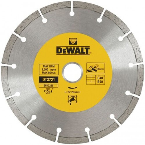 DeWALT DT3721-QZ Diamantscheibe 180 x 22,2 mm zum Schneiden von Beton und Ziegeln