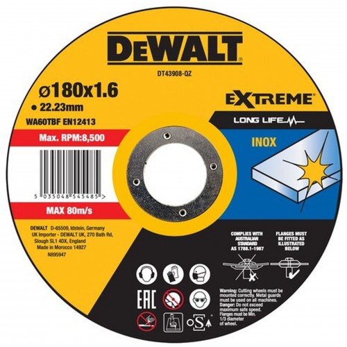 DeWALT DT43908-QZ Trennscheibe Edelstahl flach 180 x 1,6 mm