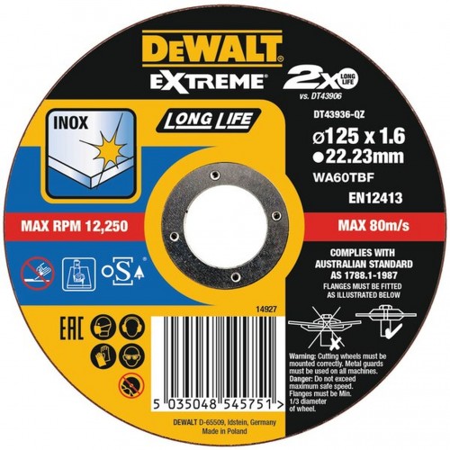 DeWALT DT43936-QZ Trennscheibe für Edelstahl 125 mm