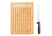 Fiskars Functional Form Bambus-Brotbrett 36 x 29,7 cm und Brotmesser 1057551