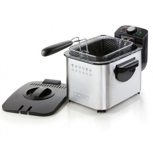 DOMO 3Liter Edelstahl Fritteuse 2200Watt starke Leistung, silbe DO506FR