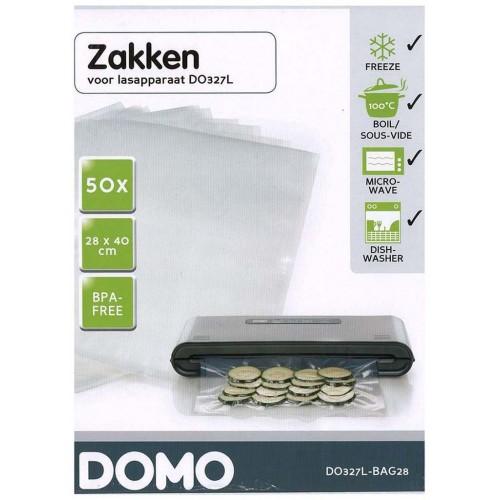 DOMO 50 Stück Vakuumierbeutel für Vakuumierer Folienschweißgeräte, 28 x 40 cm DO327L-BAG28