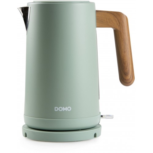 DOMO WOOD YOU Wasserkocher (1,7l/2200W), Edelstahl, grün DO9282WK