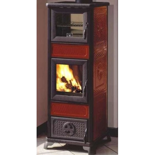 EDILKAMIN DAFNE Holz-Kaminofen luftgeführte mit Öfchen, bordeaux 434530