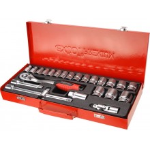 Extol Premium Steckschlüssel, Set 24 Stück, 1/2 Zoll, 8818365