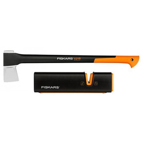 Fiskars Set Spaltaxt X21 + Axt- und Messerschäfer Xsharp 1019333