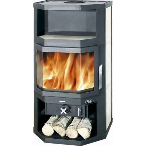 ABX FJORD 4652-6 Holz-Kaminofen, geteiltes Glas, graues Blech 4652-6SD