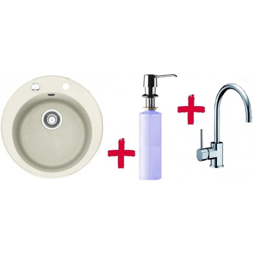 Franke SETG32 Fragranit Spüle ROG 610.073 Magnolia+ Küchenarmatur FC 650+Spülmittelspender