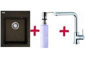 Franke SET G33 Fragranit Spüle KSG 218.071 onyx + Küchenarmatur Samoa + Spülmittelspender