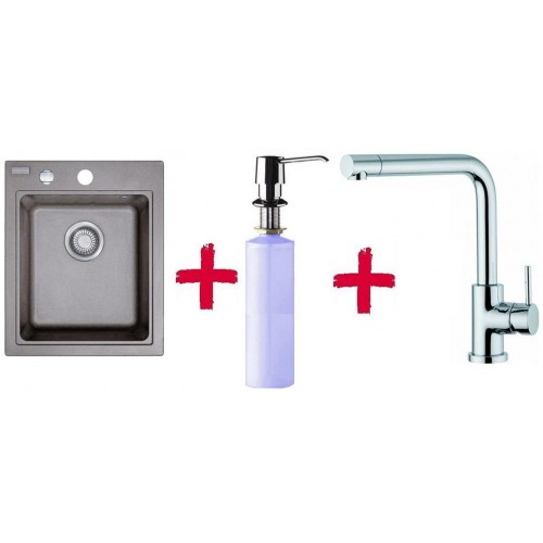 Franke SET G33 Fragranit Spüle KSG 218.084 grau + Küchenarmatur Samoa + Spülmittelspender Franke SET G33 Fragranit Spüle KSG 218.084 grau + Küchenarmatur Samoa + Spülmittelspender