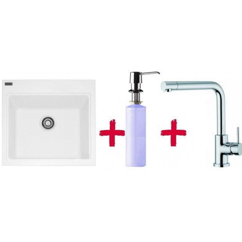 Franke SET G35 Fragranit Spüle KSG 238.094 weiß + Küchenarmatur Samoa + Spülmittelspender