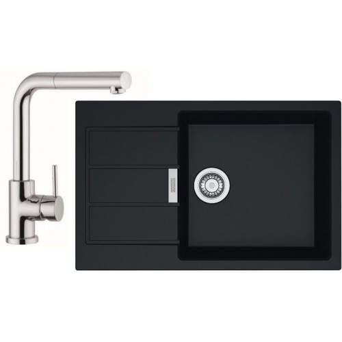 Franke SET T55 Tectonit Spüle SID 611 - 78 / 45 BB schwarz + Armatur FN 0147.031 chrom Franke SET T55 Tectonit Spüle SID 611 - 78 / 45 BB schwarz + Armatur FN 0147.031 chrom