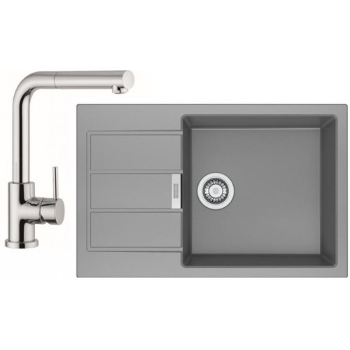 Franke SET T55 Tectonit Spüle SID 611-78 / 45 BB grau + Armatur FN 0147.031 chrom Franke SET T55 Tectonit Spüle SID 611-78 / 45 BB grau + Armatur FN 0147.031 chrom